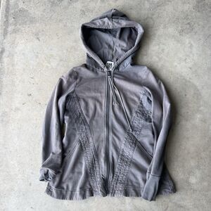 Prairie Underground Full Zip Hoodie Jacket Fitted Organic Cotton Large Tan M